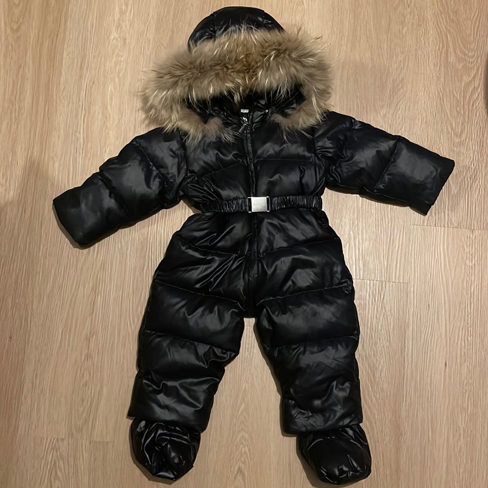 Moschino Baby One Piece Hooded Snowsuit 9/12 Months Murmasky Hair Fur Hood Trim